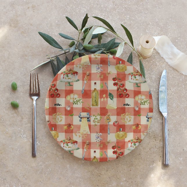 Plato De Papel Holy Ravioli Gingham Pattern | Little Meatball  (Subido por el creador)