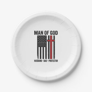 Plato De Papel Hombre de Dios Diseño de Camiseta Cristiana Cruz P