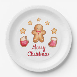 Plato De Papel Hombre de jengibre adorable Feliz Navidad