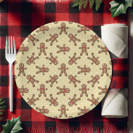 Plato De Papel Hombre de Jengibre de Lunares Amarillos Navidad