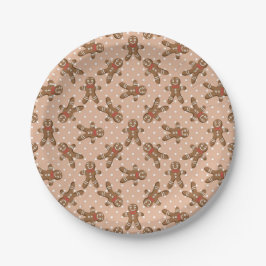 Plato De Papel Hombre de Jengibre de Lunares Marrones Navidad
