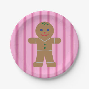 Plato De Papel Hombre de jengibre rosa divertido y elegante
