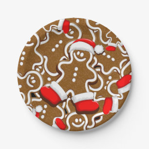 Plato De Papel Hombre de pan de jengibre Navidades Santa Claus