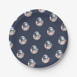 Plato De Papel Hombre Espacial Cohete Luna