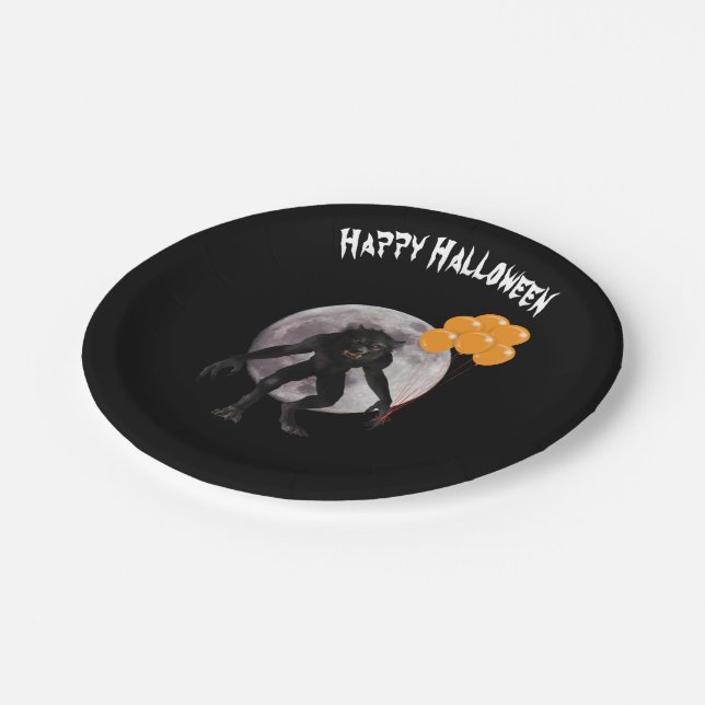 Plato De Papel Hombre lobo de Halloween con los globos (Angular)