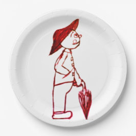 Plato De Papel Hombre paraguas