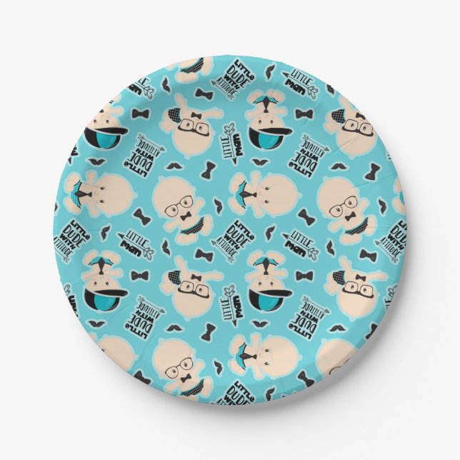 Plato De Papel Hombre pequeño fiesta palabra chapa de arte (Anverso)