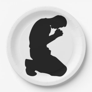 PLATO DE PAPEL HOMBRE RODANDO EN ORACIÓN