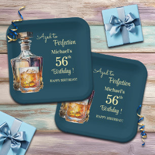 Plato De Papel Hombres de 56 años cumpleaños Whiskey Aged to Perf