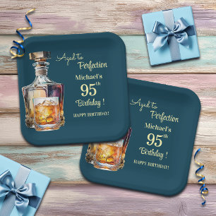 Plato De Papel Hombres de 95 años cumpleaños Whiskey Aged to Perf