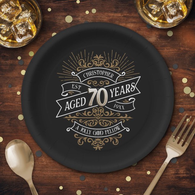 Plato De Papel Hombres divertidos Whiskey 70 cumpleaños (Subido por el creador)