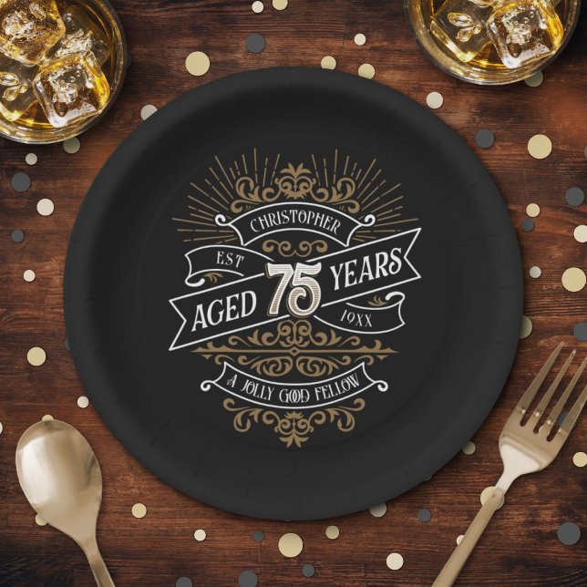 Plato De Papel Hombres Funny Whiskey 75 cumpleaños (Subido por el creador)