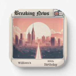 Plato De Papel Hombres retro de la moda Periódico Adulto 30 cumpl