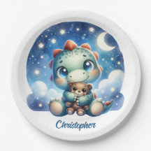 Hombría acuarela bebé dino abrazando oso