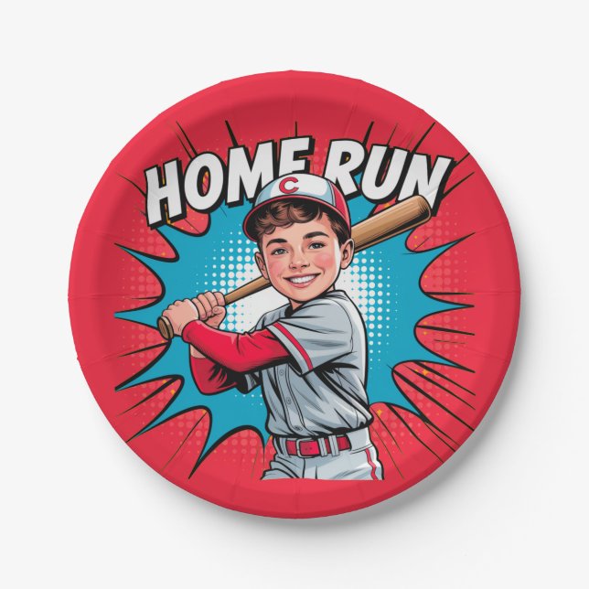 Plato De Papel Home Run Boy Baseball Birday Bash (Anverso)