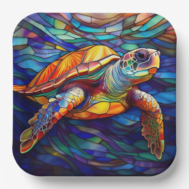 Plato De Papel Homenaje a la tortuga marina (Anverso)