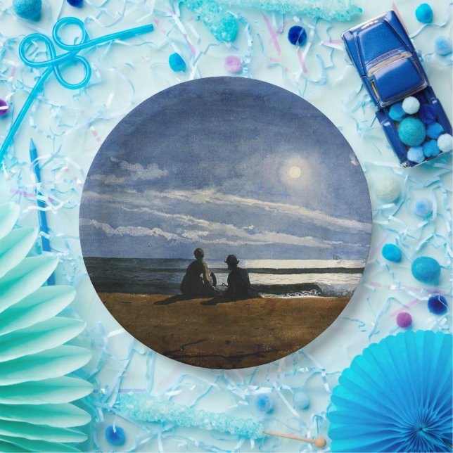 Plato De Papel Homer - La luz de la luna, la pintura artística fi (Fiesta)