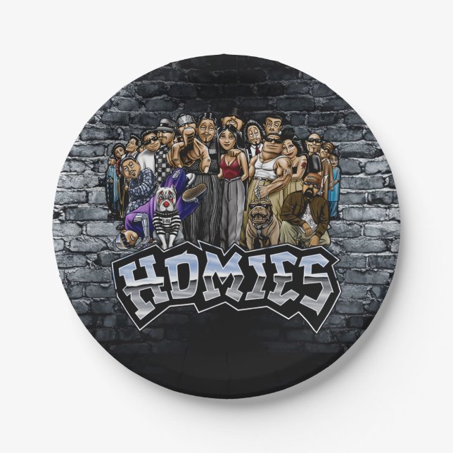 Plato De Papel Homies Party Plates, Lil Homies Birthday (Anverso)