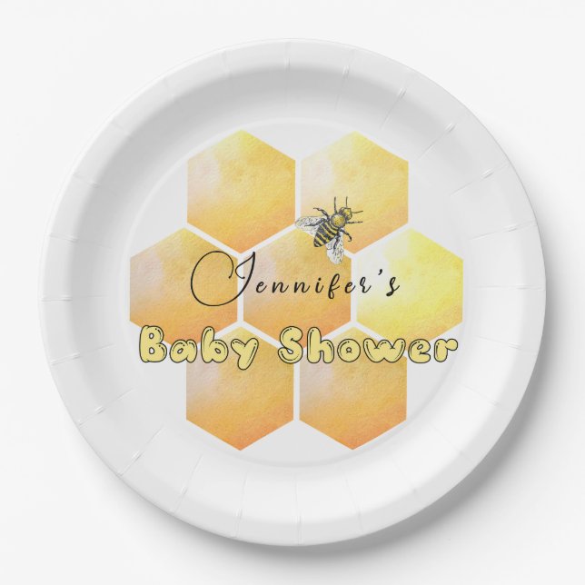 Plato De Papel Honey Bee Baby Shower (Anverso)