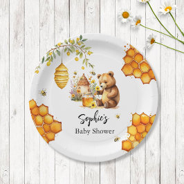 Plato De Papel Honey Bee Bear Baby Shower