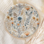 Plato De Papel Honey Bee ducha vintage azul floral de bebé<br><div class="desc">Un bonito naranja,  un azul polvoriento y un trazo de flores bordadas turquesa y las abejas acuarelas hacen de éstas un lugar perfecto para fiestas y eventos.</div>