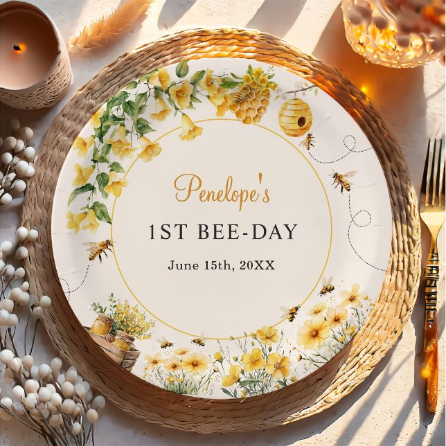 Plato De Papel Honey Bee Flower Birthday Baby Shower Paper Plates (Subido por el creador)