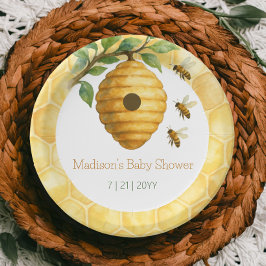 Plato De Papel Honeybee Hive Baby Shower