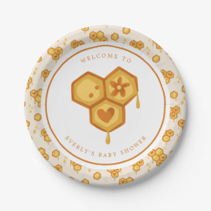 Plato De Papel Honeycomb Honey Bee Cute Baby Shower