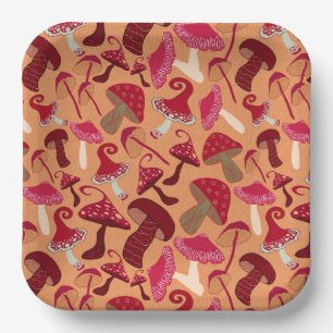 Plato De Papel Hongos Cute