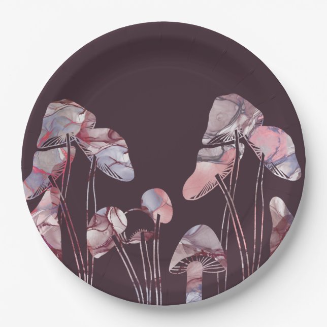 Plato De Papel Hongos de tinta morada (Anverso)