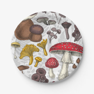 Plato De Papel Hongos silvestres