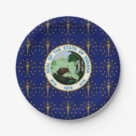 Plato De Papel Hoosier Flag & Seal, Flag of Indiana