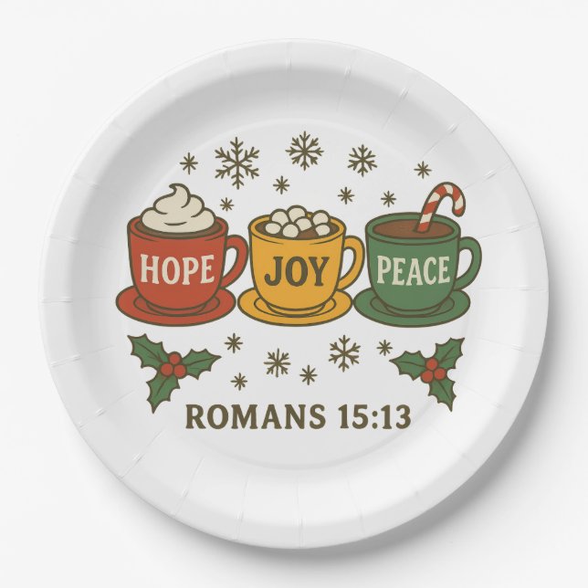 Plato De Papel Hope joy Peace and Cocoa (Anverso)