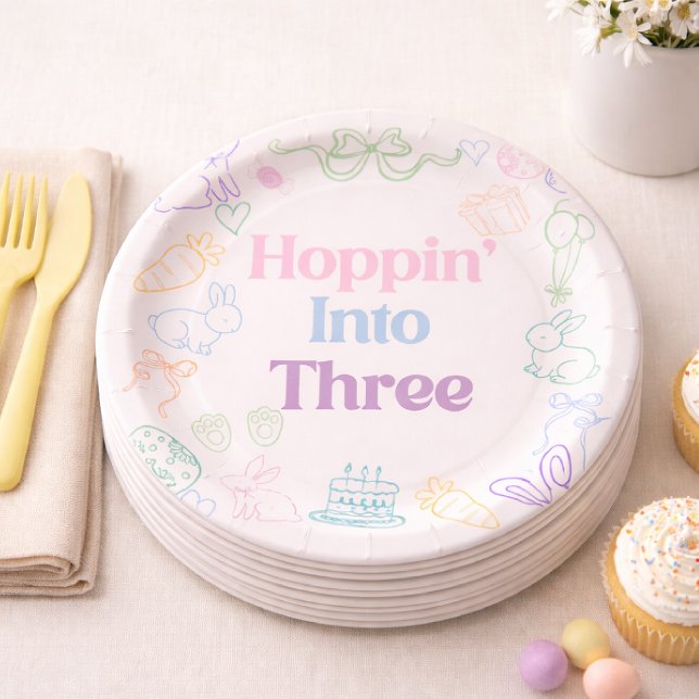 Plato De Papel Hoppin’ Into Three Birthday plates– Bunny 3rd  (Subido por el creador)