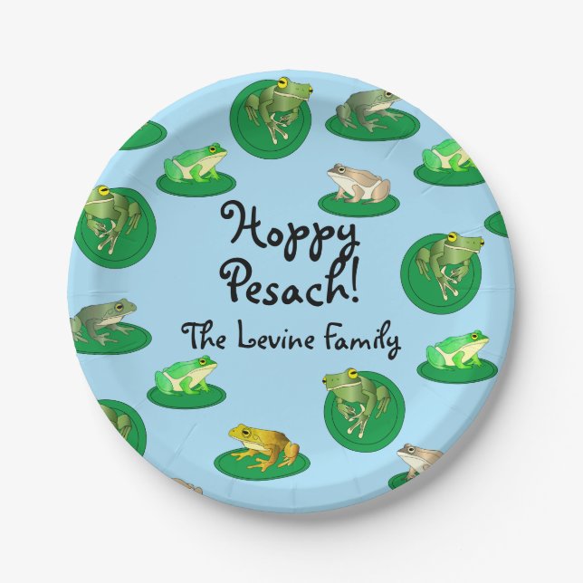 Plato De Papel ¡Hoppy Pesach! Placas de papel personalizadas (Anverso)
