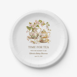 Plato De Papel Hora de la tetera floral para el Tea Baby Shower
