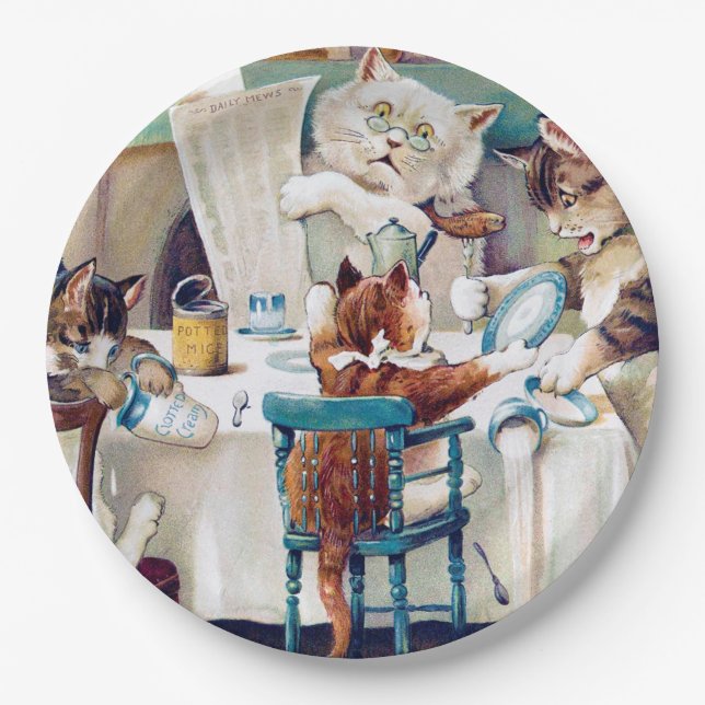Plato De Papel Hora del desayuno del gato, Louis Wain (Anverso)
