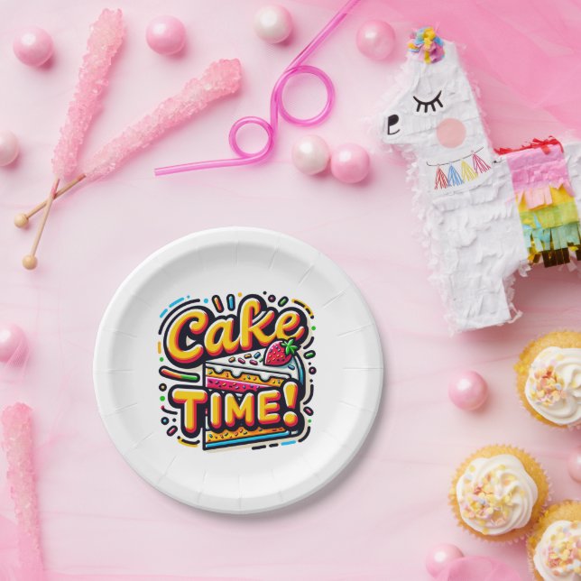 Plato De Papel Hora del pastel de cumpleaños (Fiesta)