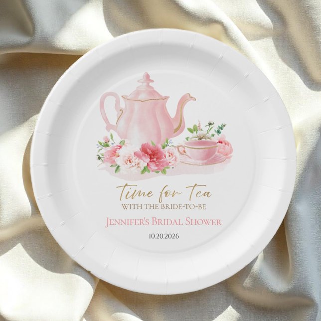 Plato De Papel Hora del Té | Despedida de Soltera Rosa Dorado (Subido por el creador)