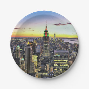 Plato De Papel Horizonte de New York City Manhattan
