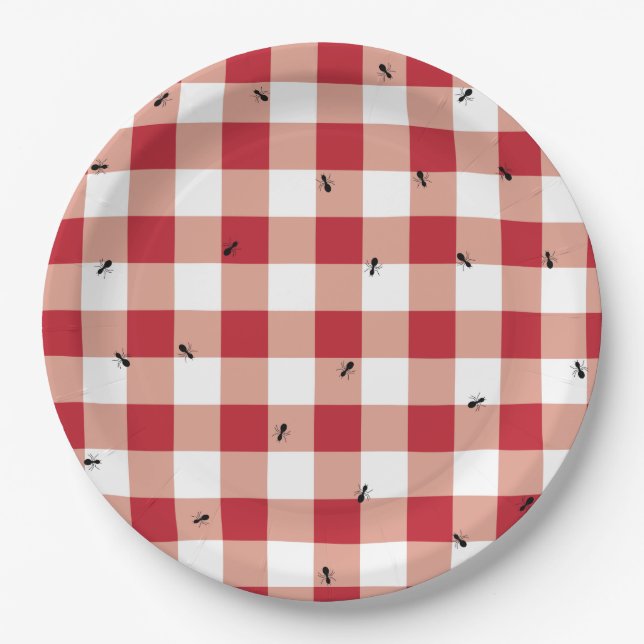 Plato De Papel Hormigas en una comida campestre (Anverso)