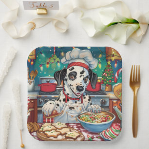 Plato De Papel Horneando en vacaciones dálmata: Navidad festiva