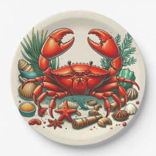 Plato De Papel Horno de cangrejo rojo