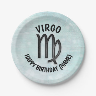 Plato De Papel Horoscope Rótulo Virgo Cumpleaños Personalizado