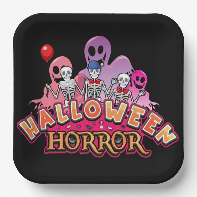 Plato De Papel Horror de los payasos aterradores de Halloween (Anverso)