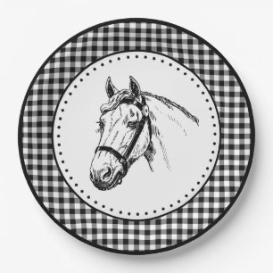 Plato De Papel Horse Gingham