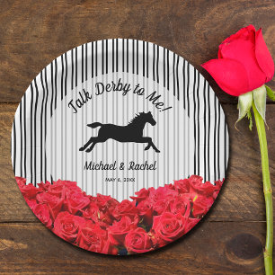 Plato De Papel Horse Silhouette Roses Roses Derby