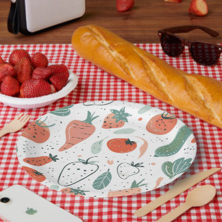 Plato De Papel Hortalizas dibujadas a mano