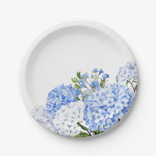 Plato De Papel Hortensia Azul