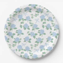 Plato De Papel Hortensia Azul de Moda y Lazos